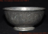 Ancient China dynasty Tibetan silver peony flower statue Tea cup Bowl Bowls Peony
