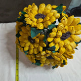 Handmade Sunflower Bouquet Arrangement Yellow Green Brown Corn Husk Flowers Sunflower