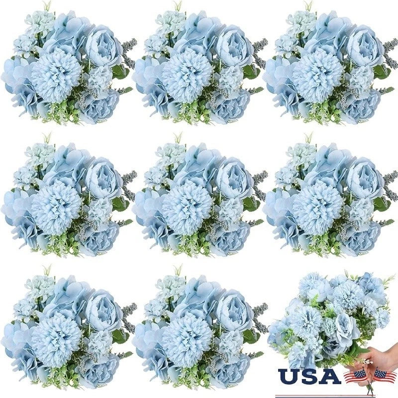 Artificial Peony Silk Flower Bouquet W/ Hydrangeas Home Wedding Decoration New Peony
