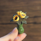 3 Sets 1/12 Dollhouse Miniature Ceramic Vase Sunflower Bouquet Flower Bottles Sunflower