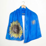 Ukraine Scarf Sunflower Scarf Blue Yellow Scarf Hand Painted Silk Scarf Sunflower