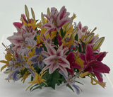 Pink Lily 3D Pop Up Card Flower Bouquet Valentine's Day Wedding Love Garden Lily