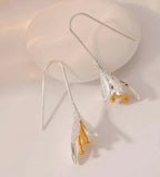 925 Silver Calla Lily Hook Earrings, Small Silver Flower Hook Earrings Lily