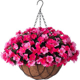 Artificial Hanging Flowers W/ Basket Outdoor Fake Hydrangea UV Resistant Hydrangea