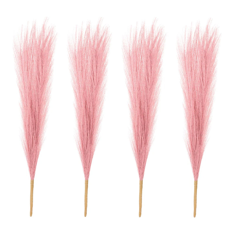 4 Pcs 17 Inch Faux Pampas Grass Artificial Boho Decor Dark Pink Pampas Grass
