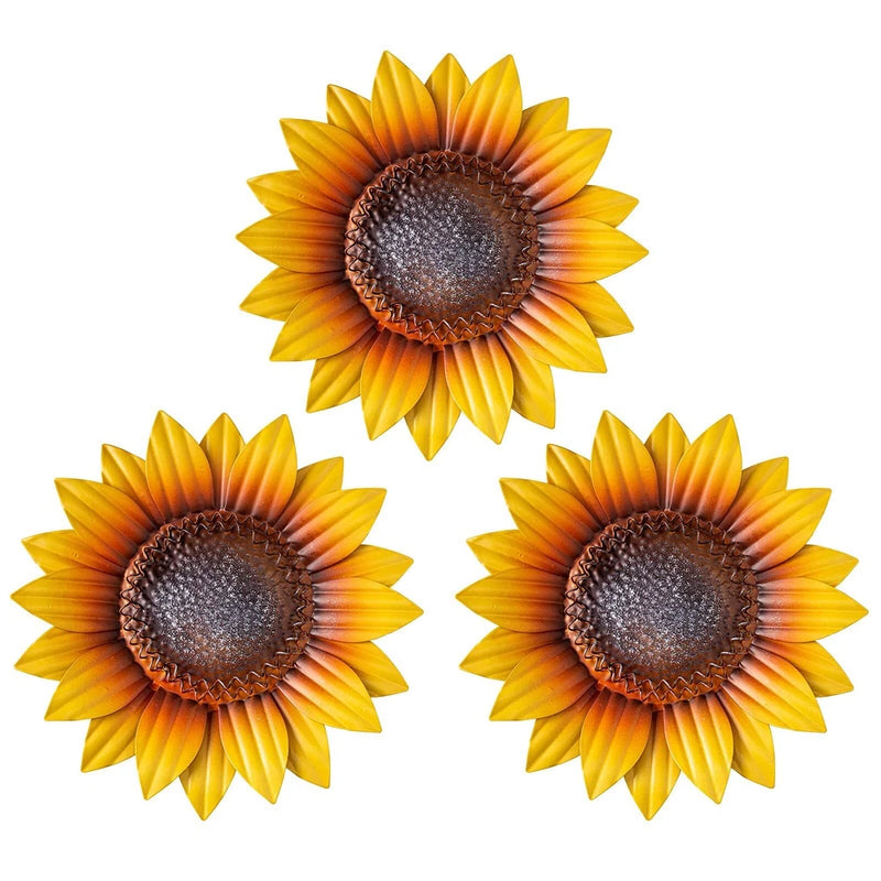 YEAHOME Sunflower Wall Decor - 9'' Metal Flower Wall Art Decorations 3 PACK S... Sunflower