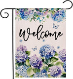 Hydrangea Flowers Butterfly Garden Flag 12.5 X 18 Inch Double Sided, Seasonal We Hydrangea