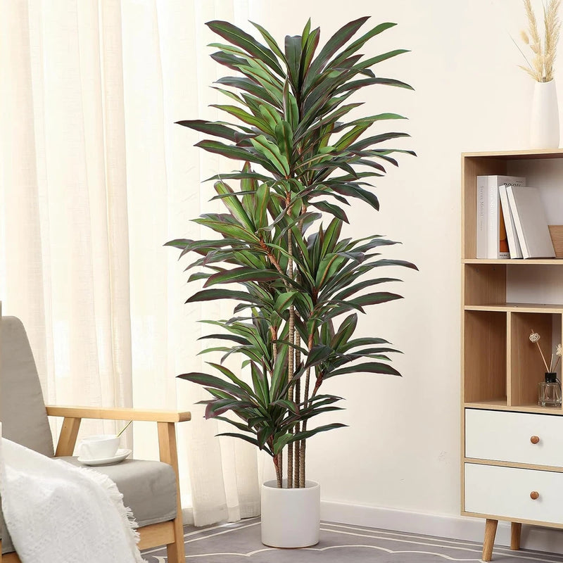 Dracaena Artificial Plant 6ft Red Yucca Silk Tree Faux Plants 6ft, Green Green Plant