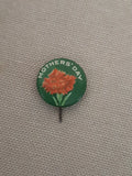 1900s Celluloid Pinback Button Pin Mother Day Mothers Red Carnation Flower Gift Carnation