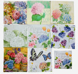 9 pcs Decoupage napkins Craft Art Pink Blue White Hydrangeas Flowers  (Set #15) Hydrangea