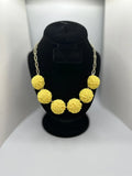 NWT Talbots Gold Tone Yellow Flower Carnation Statement Necklace Floral VTG Carnation