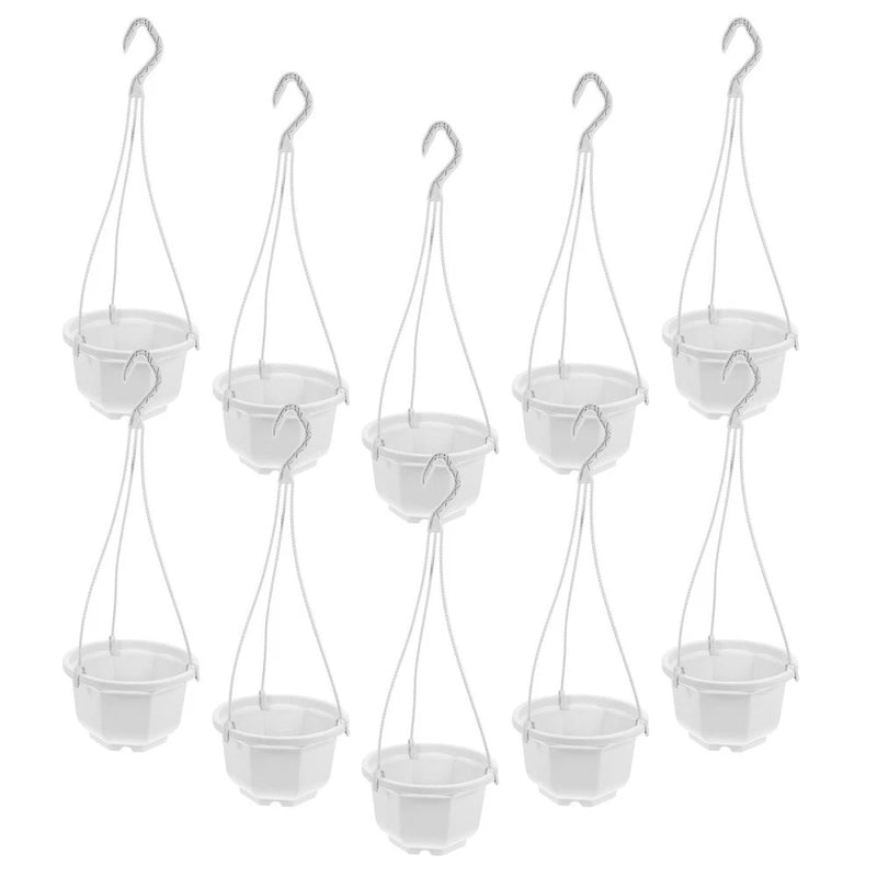 10 Sets Plastic Hanging Planters With Hook Mesh Bottom For Balcony Indoor Garden Garden Plants
