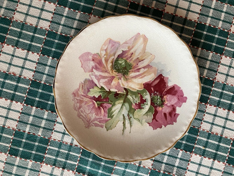 9-1/4" Vintage McNicol Carnation Floral Plate with Gold Edge Carnation
