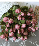 5 Heads Artificial Rose Flower Simulated Dried Looking Mini Roses Home Decor NEW Dried Flower