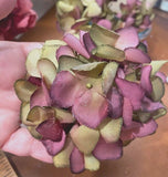 vintage hydrangea cotton flowers rose moss 1 bouquet made in USA Hydrangea