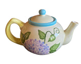 Hydrangea by Jay Import Company Teapot Purple Flowers Floral Leaf Ceramic Hydrangea