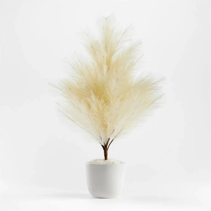 Crate & Barrel Faux Pampas Tree in Pot NEW Ivory White Holiday Christmas Modern Pampas Grass