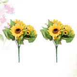 2Pcs Artificial Sunflower Bouquet Yellow Fake Flowers for Home Wedding Sunflower