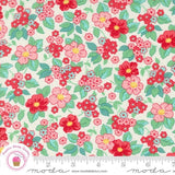 Moda 30's PLAYTIME 33750 11 Cream Red  LINZEE MCCRAY Quilt Fabric REPRODUCTION Flowering Plants