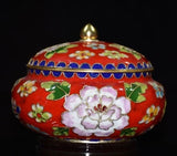 3.9" Old Chinese Dynasty Cloisonne Enamel Bronze Peony Flower Jar Pot Crock Peony