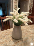 Pottery Barn Stoneware Vase & Faux Pampas Grass Pick Stems NEW Pampas Grass