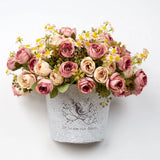 5 Pcs Fake Flowers Vase Artificial Peony Mixed Pink Arrangement Centerpiece Peony