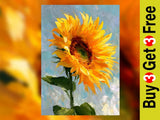Golden Sunflower 5"x7" Print on Matte Paper | Bright Summer Bloom Oil Artwork Sunflower