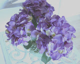 5 Antique Purple 7" Silk Hydrangea Floral 12" Stems-JaNice Interiors Botanicals Hydrangea