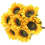Laelfe 7PCS Artificial Sunflower Flowers Long Stem Silk Fake Sunflowers Decor... Sunflower