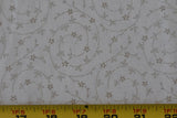 By 1/2 Yd, Vintage, Tan Flowering Spiral Vines on Cream Quilt Cotton, P4241 Flowering Plants