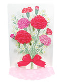 Mother's Day Blooming Carnations 3D Pop-Up Greeting Card, Pink Floral Bouquet Carnation