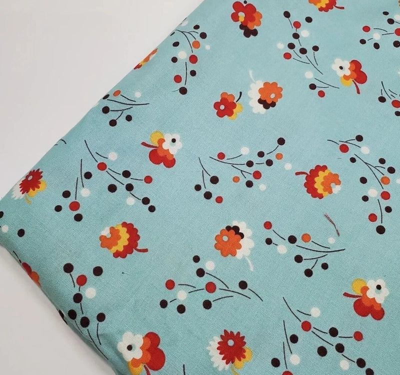 Denyse Schmidt Fabric Flea Market Fancy Floral Blue Sew Quilt OOP FAT QUARTER Flowering Plants
