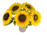 Artificial Sunflower Bouquet With 5 Stems 5-Inch Blooms 18-Inch Length Vibrant Y Sunflower