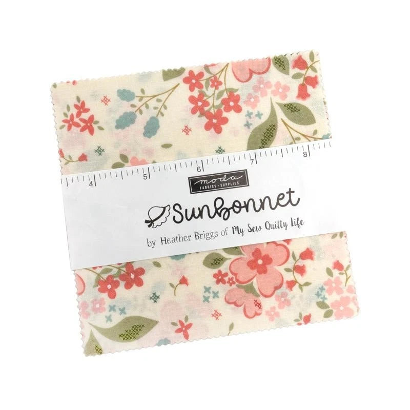 SUNBONNET Charm Pack 5" Squares Quilt Fabric by Moda (42 Pc) Heather Briggs Flowering Plants