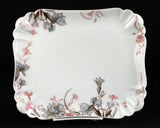 Haviland Old Carnation Blue Rectangular Platter, Antique Schleiger 1158 9 1/2" Carnation
