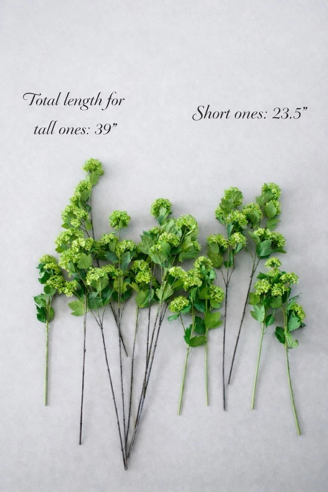 10 pcs Artifical Green Silk Hydrangea Stems Faux Flower Branch Long/Dramatic Hydrangea