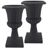 27" Tall Tumbled Black Garden Urn 2-Pack Planter Flower Plant Pot Outdoor Decor Flowering Plants