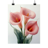 Boho Pink Calla Lilies Flower Art Print Poster, Minimalist Floral Wall Art X2 Lily