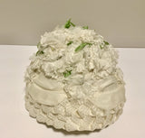Vintage 1950Õs CINDERELLA White  Veiled Millinery Carnation Floral  Hat Carnation