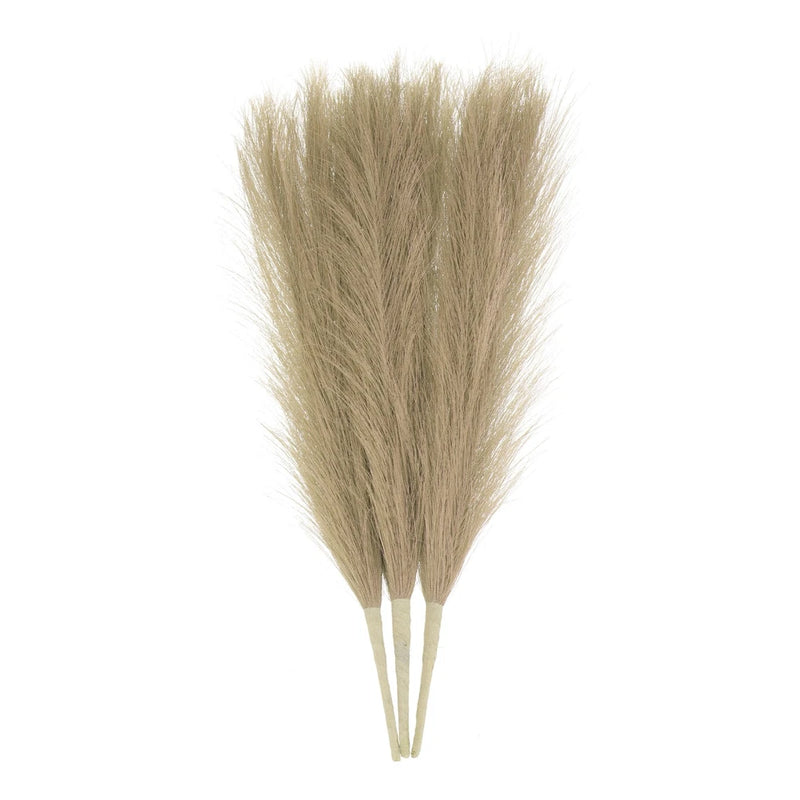 3pcs Dried Faux Pampas Grass 17" Artificial Pampas Grass Decor Brown Pampas Grass