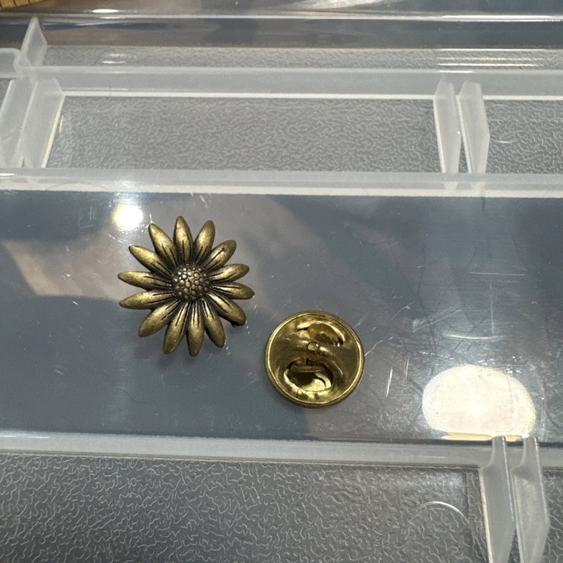 Vintage Brass Sunflower Button with Snap Fastener JJ Jonette Sunflower