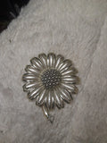 Sarah Coventry Sun Flower Brooch Pin 1960'S Vintage Silver Tone Large Sunflower Sunflower