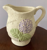 Vintage Pottery Style Hydrangea Pitcher, Hydrangea floral Pitcher, Vintage Style Hydrangea