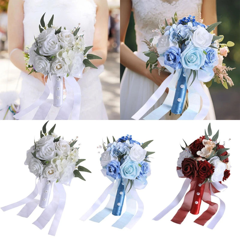 Bridal Bouquet Photo Props Artificial Rose Flowers for Ceremony Party Decor Bouquet