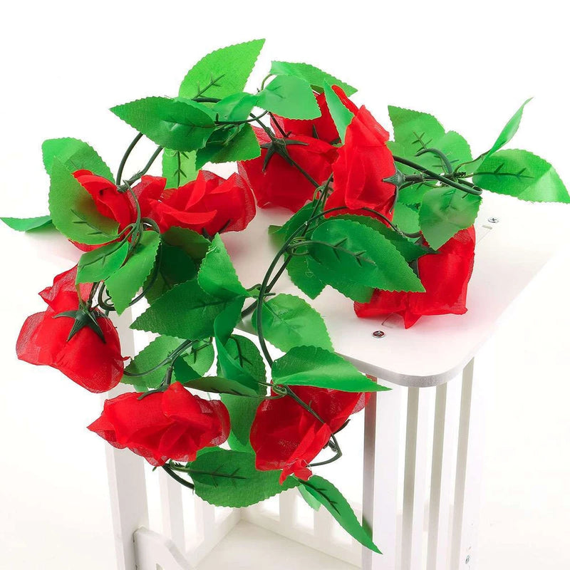 1-6Pack Fake Rose Vine Flowers Plants Artificial Hanging Ivy Home Party 7.6 Feet Green Plant