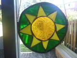 Handmade Stained Glass Sunflower Suncatcher With Hanger, 8 in. Sunflower