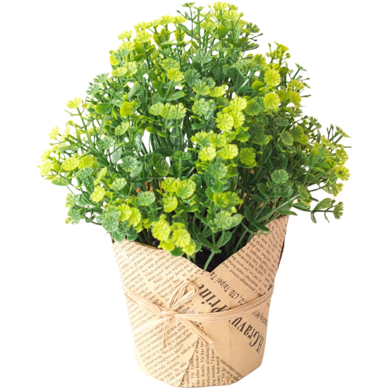 Silk Artificial Flower Plant for Interior Decor Green Potted Floral Display Green Plant