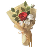 Red Rose Crochet Flowers Bouquet Handmade Knitted Artificial Flowers Home Decor Sunflower