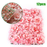 12Pcs Artificial Flower Wall Panel Hydrangea Rose Bouquet Floral Decors 60x40cm Hydrangea