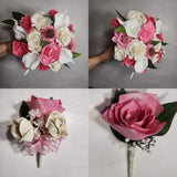 Pink Ivory Rose Calla Lily Real Touch Bridal Wedding Bouquet Accessories Bouquet